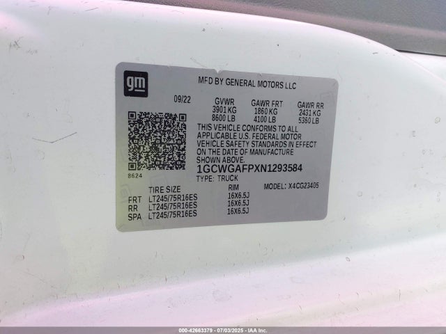 1GCWGAFPXN1293584 Chevrolet lv1