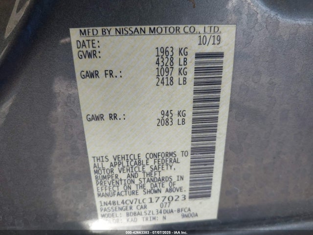1N4BL4CV7LC177023 Nissan 2020