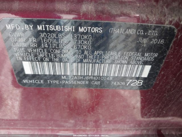 2017 MITSUBISHI MIRAGE ML32A3HJ8HH010148 Photo 8