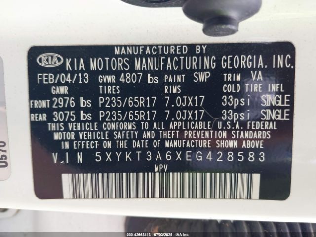 2014 KIA SORENTO 5XYKT3A6XEG428583 Photo 8