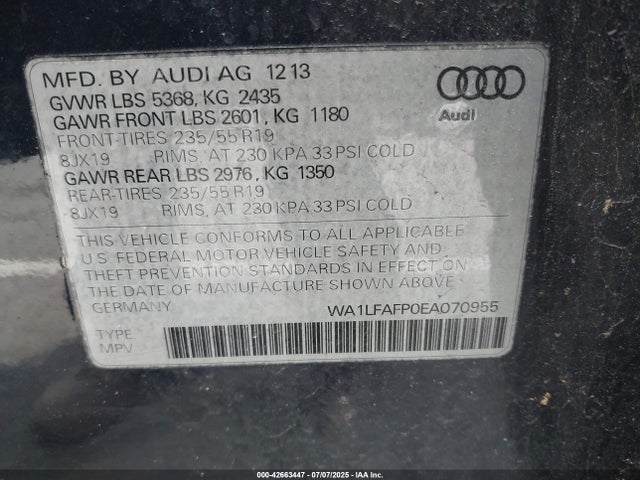 2014 AUDI Q5 WA1LFAFP0EA070955 Photo 8