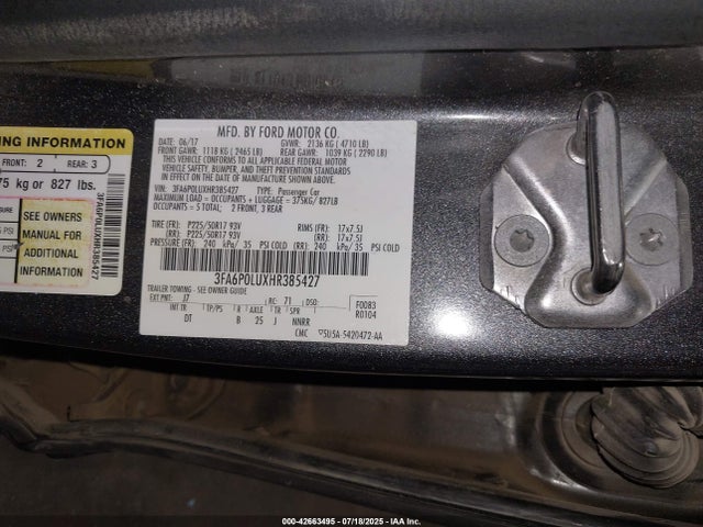 3FA6P0LUXHR385427 Ford 2.0l 4v atk hev