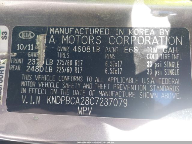2012 KIA SPORTAGE KNDPBCA28C7237079 Photo 8
