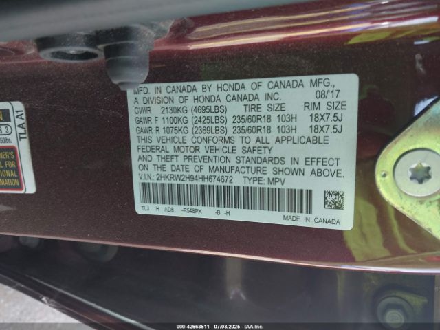 2017 HONDA CR-V 2HKRW2H94HH674672 Photo 8