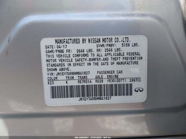 Infiniti Q50 2017 JN1EV7AR8HM841827 Image 9