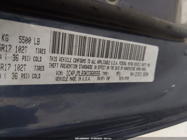 1C4PJMLB3KD368555 Jeep Cherokee
