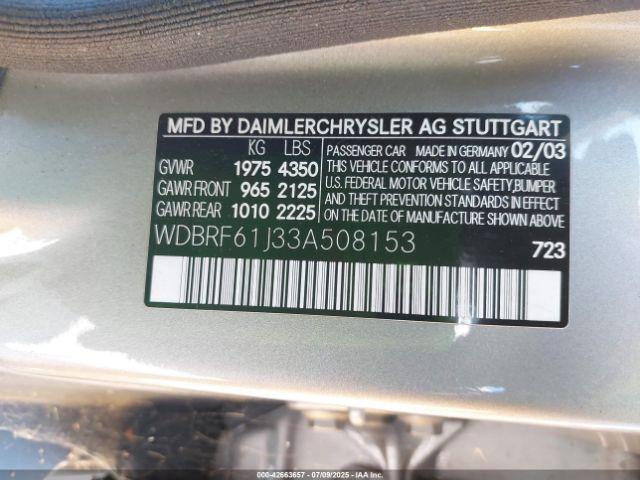 2003 MERCEDES-BENZ C 240 WDBRF61J33A508153 Photo 8