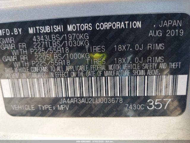 JA4AR3AU2LU003678 Mitsubishi mivec