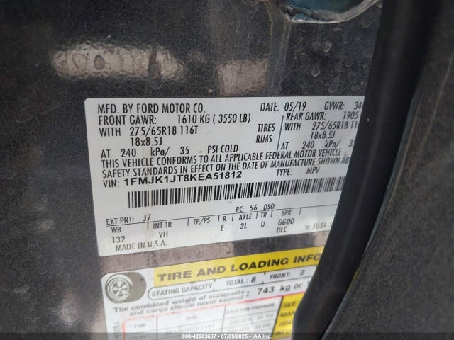 1FMJK1JT8KEA51812 Ford 3.5l gtdi