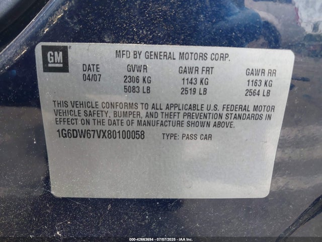 2008 CADILLAC STS 1G6DW67VX80100058 Photo 8