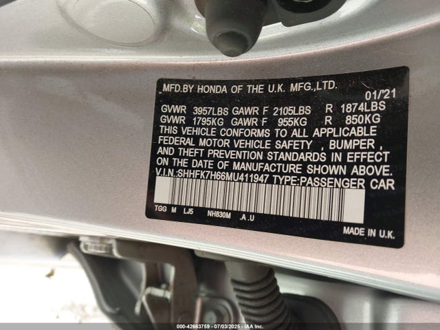 Honda l15ba 2021 SHHFK7H66MU411947 Image 9