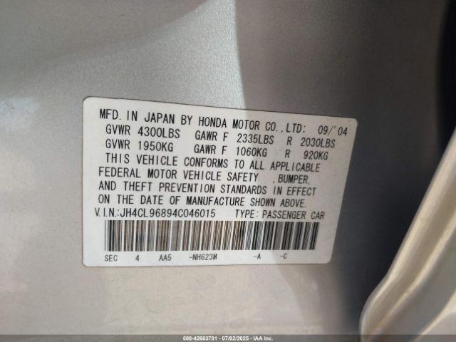 2004 ACURA TSX JH4CL96894C046015 Photo 8