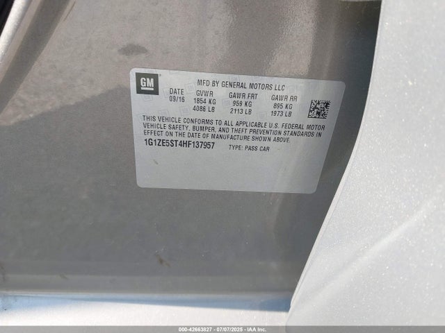 42663827 :رقم المزاد ، 1G1ZE5ST4HF137957 vin ، 2017 Chevrolet Malibu 1lt مزاد بيع