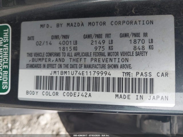 JM1BM1U74E1179994 Mazda pe