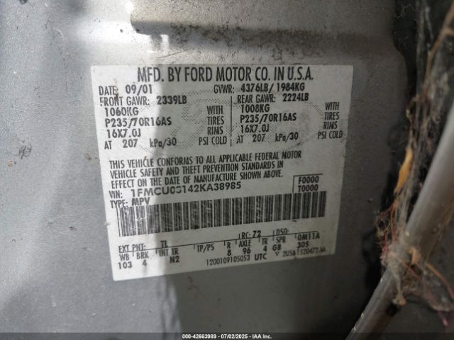 2002 FORD ESCAPE 1FMCU03142KA38985 Photo 8