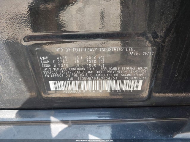 Subaru 2.5na u5 2014 4S3BMBA61E3004351 Image 9