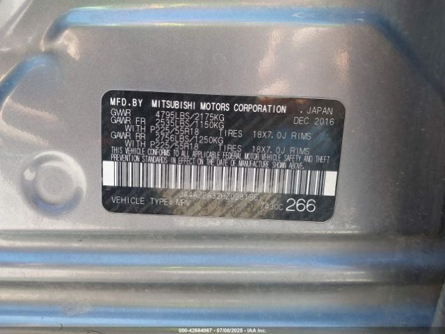 2017 MITSUBISHI OUTLANDER JA4AZ2A32HZ028186 Photo 8