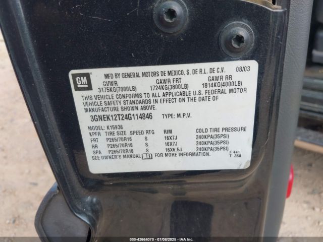 2004 CHEVROLET AVALANCHE 1500 3GNEK12T24G114846 Photo 8