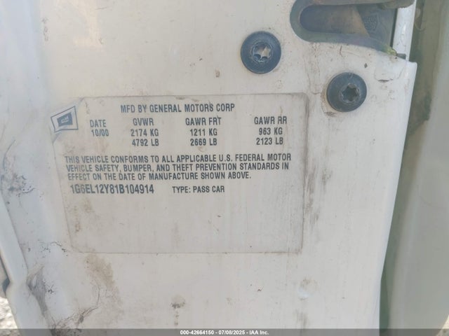 2001 CADILLAC ELDORADO 1G6EL12Y81B104914 Photo 8