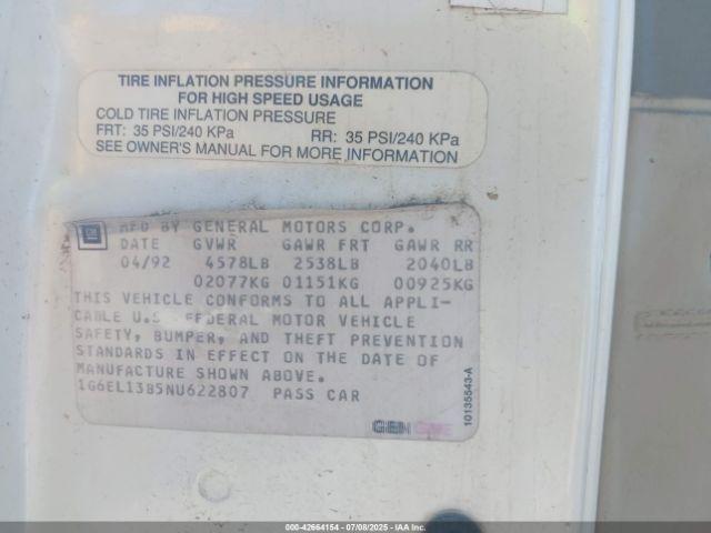 1992 CADILLAC ELDORADO 1G6EL13B5NU622807 Photo 8