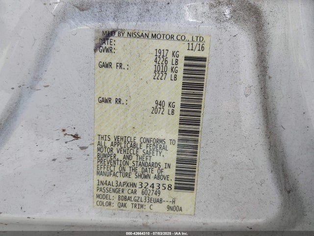 1N4AL3APXHN324358 Nissan 2017