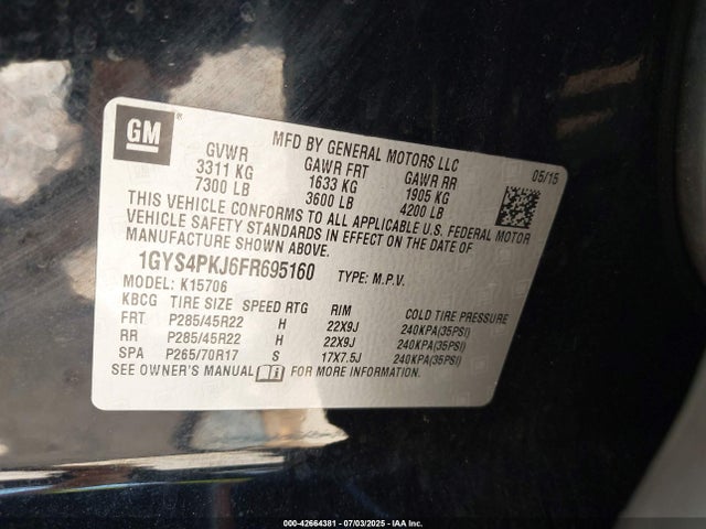 2015 CADILLAC ESCALADE 1GYS4PKJ6FR695160 Photo 8