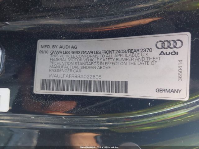 2011 AUDI A5 WAULFAFR8BA022605 Photo 8