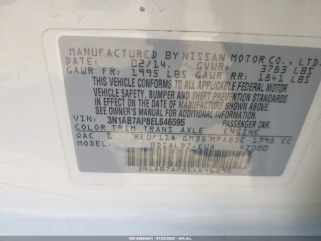 2014 NISSAN SENTRA 3N1AB7AP8EL646595 Photo 8