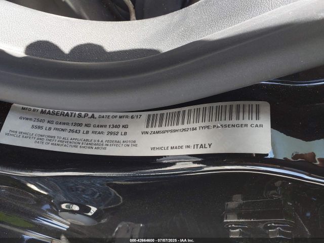 2017 MASERATI QUATTROPORTE ZAM56PPS9H1262184 Photo 8