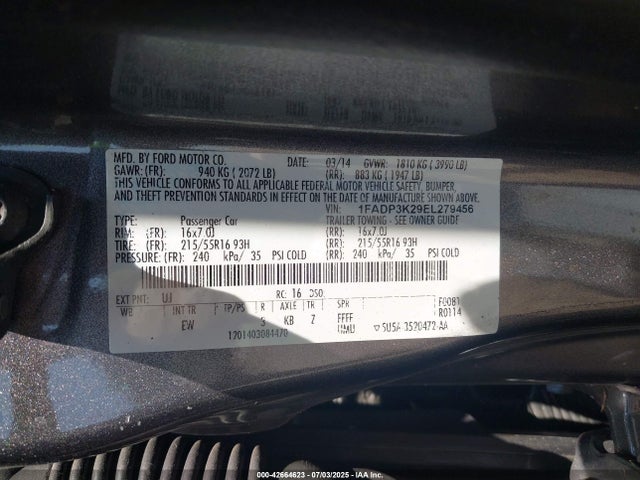 1FADP3K29EL279456 Ford 2014