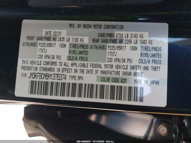 Mazda py cylinder decativation 2021 JM3KFBCM5M1375374 Image 9