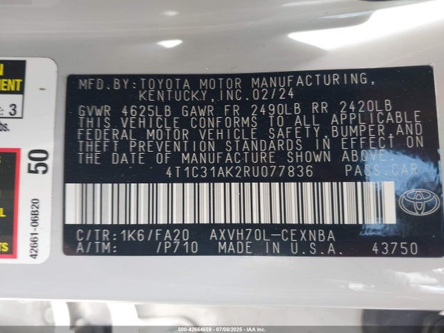 Toyota a25a-fxs 2024 4T1C31AK2RU077836 Image 9