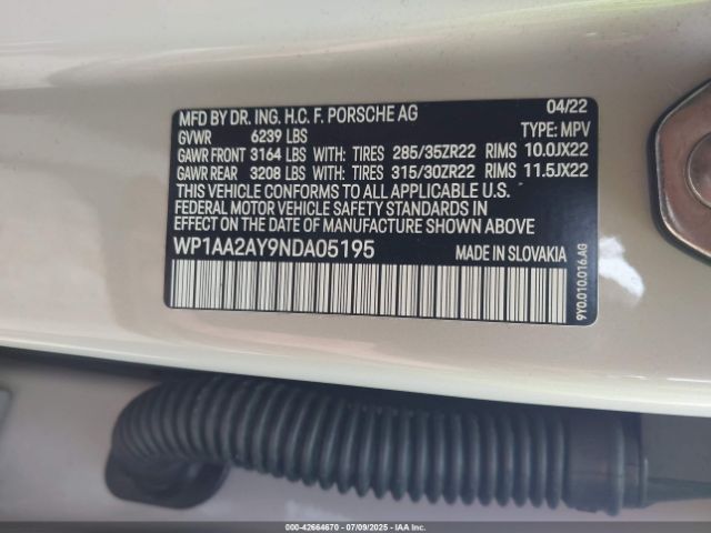 2022 PORSCHE CAYENNE WP1AA2AY9NDA05195 Photo 8