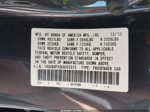 2014 ACURA TL 19UUA9F55EA002013 Photo 8