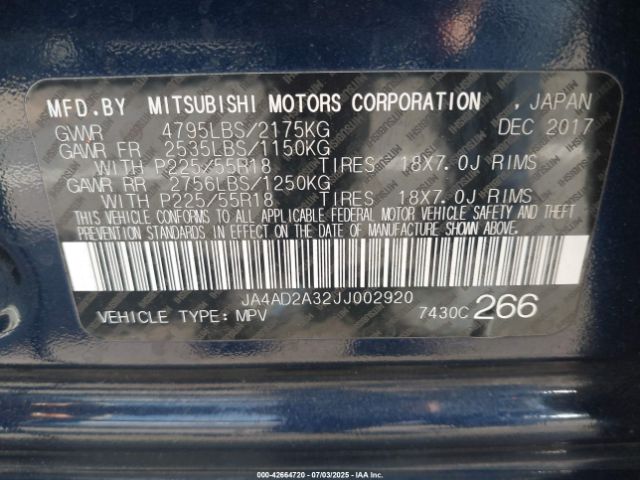 2018 MITSUBISHI OUTLANDER JA4AD2A32JJ002920 Photo 8