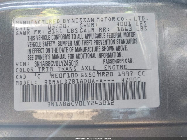 Nissan 2020 2020 3N1AB8CV0LY245012 Image 9