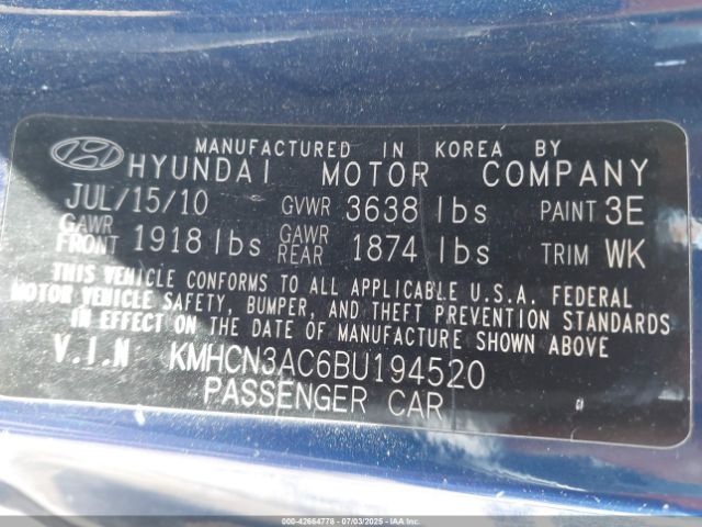 2011 HYUNDAI ACCENT KMHCN3AC6BU194520 Photo 8
