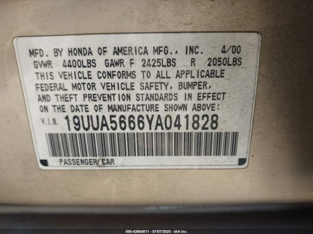 2000 ACURA TL 19UUA5666YA041828 Photo 8