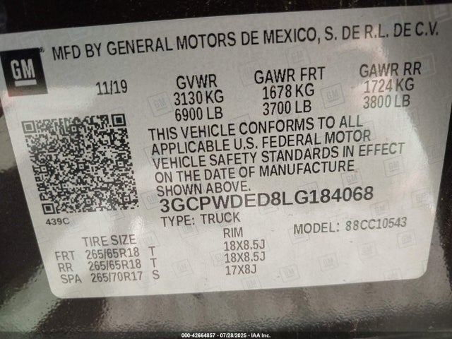 3GCPWDED8LG184068 Chevrolet l84 - di, dfm, alum, gen 5, var 2
