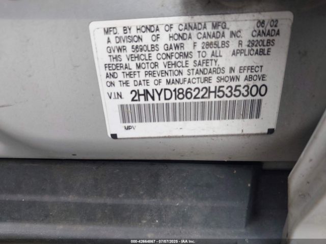 2002 ACURA MDX 2HNYD18622H535300 Photo 8