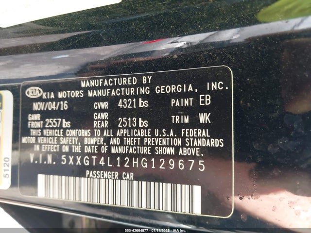 5XXGT4L12HG129675 KIA g 1.6 dohc t-gdi