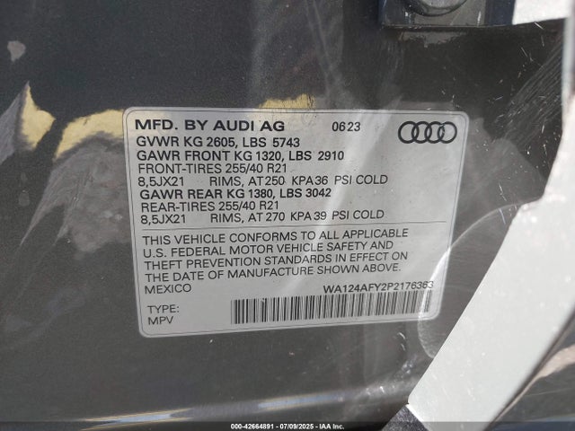 2023 AUDI SQ5 SPORTBACK WA124AFY2P2176363 Photo 8