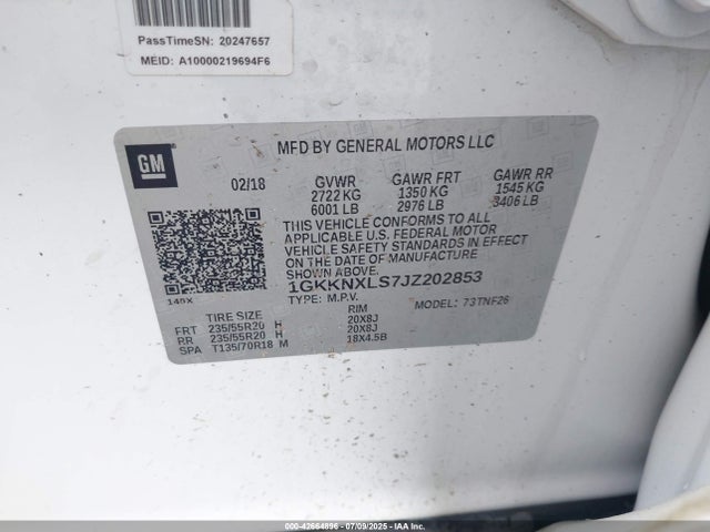 1GKKNXLS7JZ202853 GMC lgx - direct injection, variable valve timing, alum, gen 2