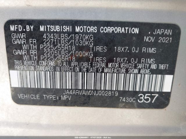 2022 MITSUBISHI OUTLANDER SPORT JA4ARVAW0NU002819 Photo 8