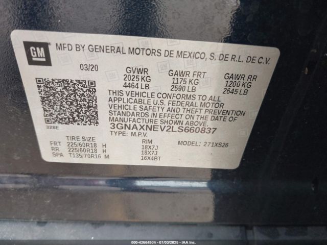 2020 CHEVROLET EQUINOX 3GNAXNEV2LS660837 Photo 8