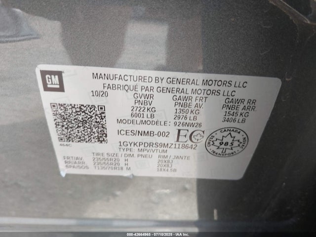 2021 CADILLAC XT6 1GYKPDRS9MZ118642 Photo 8