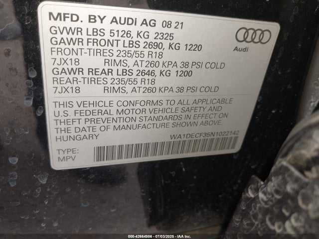2022 AUDI Q3 WA1DECF35N1022142 Photo 8