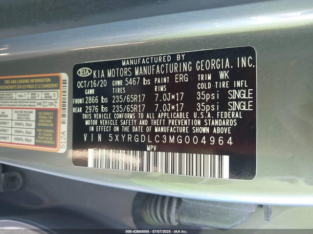 5XYRGDLC3MG004964 KIA gdi theta-iii