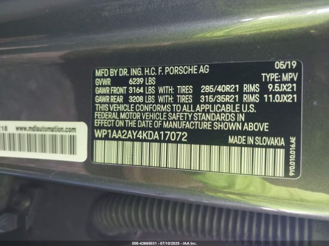 2019 PORSCHE CAYENNE WP1AA2AY4KDA17072 Photo 8