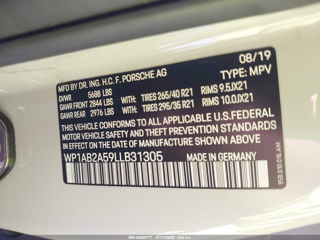 Porsche Macan 2020 WP1AB2A59LLB31305 Image 9